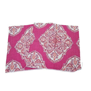 Two 17" x 17" Pieces Lacefield Designs Malta Mulberry Pink Print Fabric